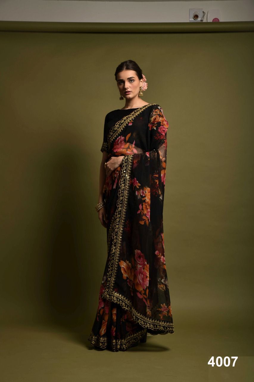 Nazneen Saachi 4007 Series New Fancy Party Wear Georgette Latest Saree Collection
